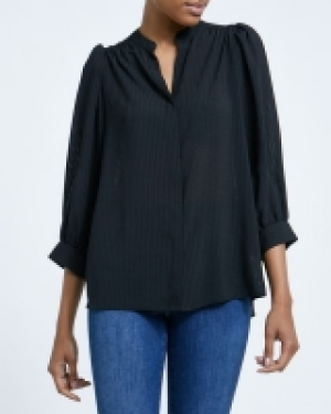 Button Front Three Quarter Sleeve Blouse