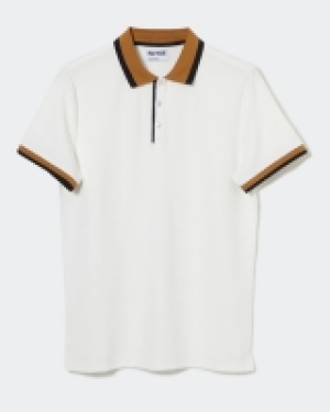 Dunnes Stores  Paul Galvin Cream Stripe Collar Polo