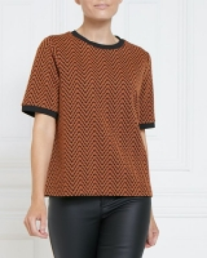 Dunnes Stores  Gallery Luna Short Sleeve Jacquard Top