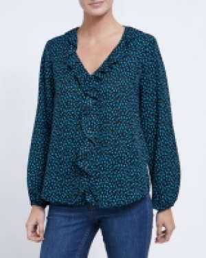 V Ruffle Front Blouse