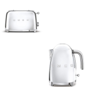 Joyces  Smeg Polished Steel Retro Kettle and 2 Slice Toaster Bundle