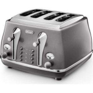 Delonghi Icona Metallics 4 Slice Toaster | Grey | CTOT4003.G