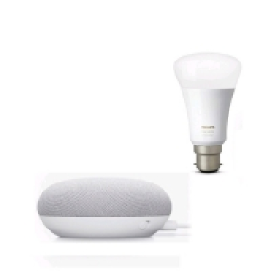 Google Nest Mini and Philips Hue White B22 Bulb Kit