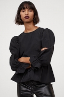 HM  Puff-sleeved peplum blouse