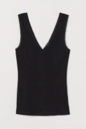 HM  Lace-trimmed ribbed vest top