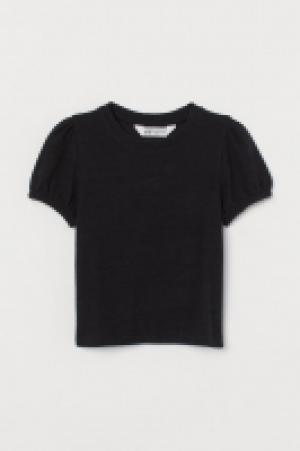 HM  Fine-knit puff-sleeved top