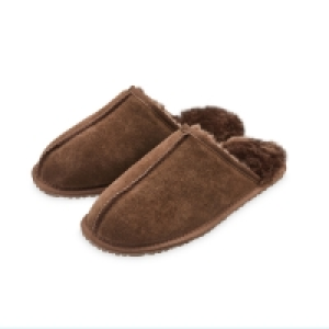 Mens Dark Brown Sheepskin Slippers