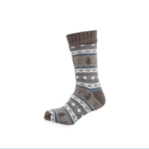 Mens Grey Fairisle Slipper Socks
