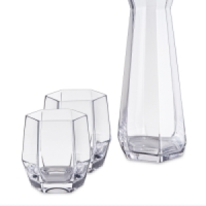 Glass Carafe And Glasses 3 Piece Set