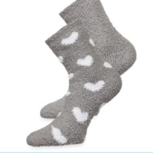 Avenue Grey/Heart Fluffy Socks 2 Pk