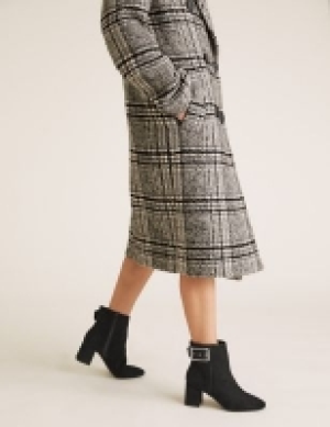 M&s Collection Wide Fit Buckle Block Heel Ankle Boots
