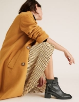 M&s Collection Leather Buckle Block Heel Ankle Boots