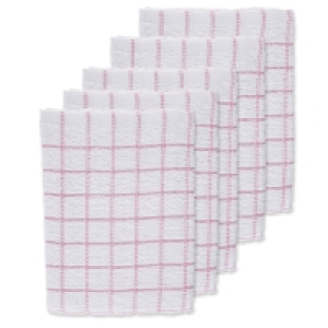 Aldi  Pink Terry Tea Towels 5 Pack