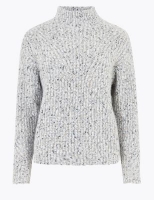 Marks and Spencer M&s Collection Textured Funnel Neck Relaxed Jumper