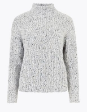 M&s Collection Textured Funnel Neck Relaxed Jumper