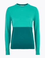 Marks and Spencer M&s Collection Pure Merino Wool Colour Block Jumper