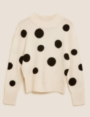 M&s Collection Polka Dot Crew Neck Relaxed Jumper