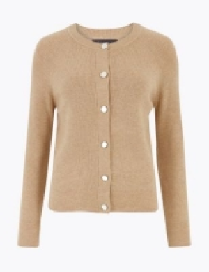 M&s Collection Soft Touch Crew Neck Button Front Cardigan
