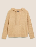 Marks and Spencer M&s Collection Knitted Rib Sleeve Relaxed Hoodie