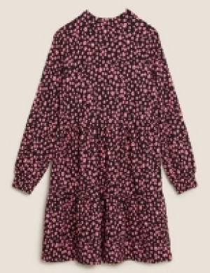 M&s Collection Jersey Ditsy Floral Mini Tiered Dress