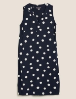 Marks and Spencer M&s Collection Linen Polka Dot Knee Length Shift Dress