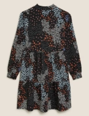 M&s Collection Jersey Floral Mini Tiered Dress