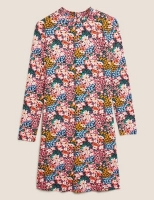Marks and Spencer M&s Collection Jersey Floral High Neck Swing Dress