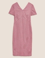 Marks and Spencer M&s Collection Jersey Dogtooth V-Neck Midi Tailored Dress