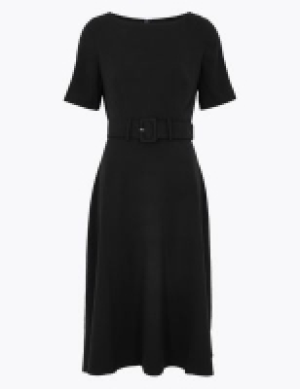 Marks and Spencer M&s Collection Belted Midi Skater Dress