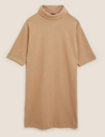 Marks and Spencer M&s Collection Cotton High Neck Mini T-Shirt Dress