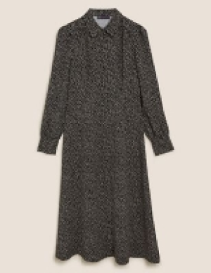 M&s Collection Printed Collared Midaxi Shirt Dress