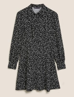 Marks and Spencer M&s Collection Leaf Print Puff Sleeve Mini Shirt Dress