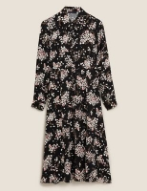 M&s Collection Floral Midi Shirt Dress