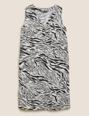 M&s Collection Linen Zebra Print Shift Dress