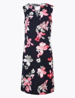Marks and Spencer M&s Collection Linen Floral Knee Length Shift Dress