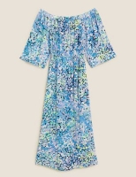 Marks and Spencer M&s Collection Printed Bardot Midi Beach Dress