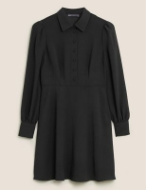 M&s Collection Puff Sleeve Mini Shirt Dress