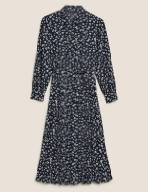 M&s Collection Ditsy Floral Pleated Midi Shirt Dress