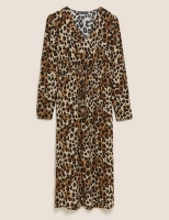 Marks and Spencer M&s Collection Animal Print V-Neck Midi Waisted Dress