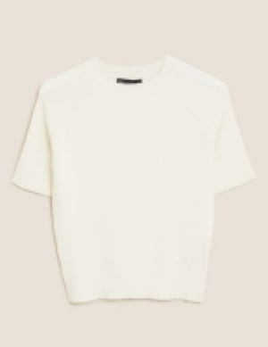 Marks and Spencer M&s Collection Textured Short Sleeve Knitted Top