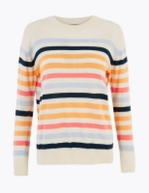 Marks and Spencer M&s Collection Pure Cotton Striped Relaxed Jumper