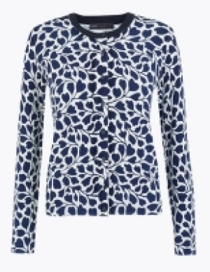 Marks and Spencer M&s Collection Printed Crew Neck Cardigan