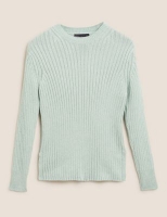 Marks and Spencer M&s Collection Pure Cotton Ribbed Crew Neck Jumper