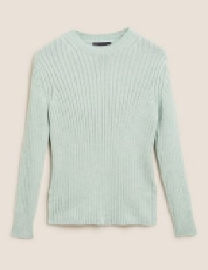 M&s Collection Pure Cotton Ribbed Crew Neck Jumper