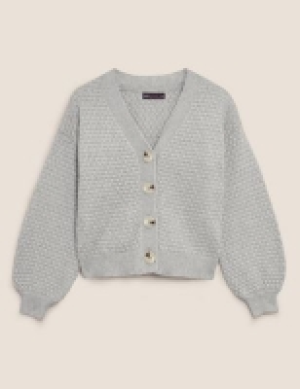 M&s Collection Textured V-Neck Button Front Cardigan