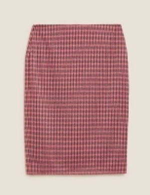 M&s Collection Jersey Checked Knee Length Pencil Skirt