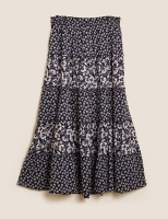 Marks and Spencer M&s Collection Pure Cotton Floral Tiered Maxi Skirt