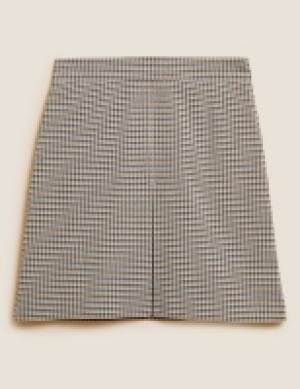 20% Off Suits Checked Pleat Front Mini A-Line Skirt