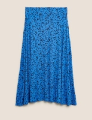 M&s Collection Jersey Ditsy Floral Midi Skater Skirt