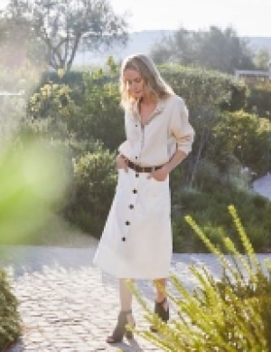 M&s Collection Button Front Midi A-Line Skirt